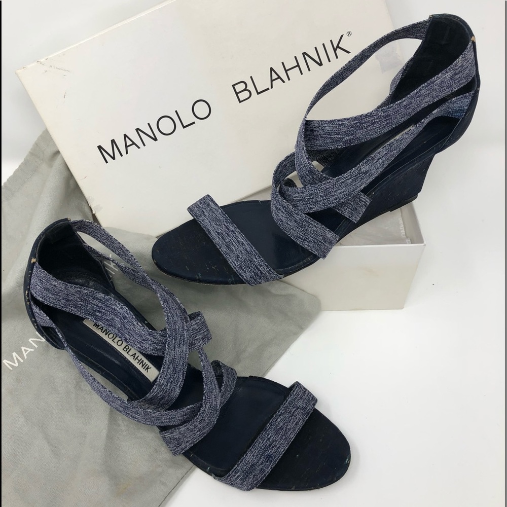 Manolo Blahnik wedged sandals